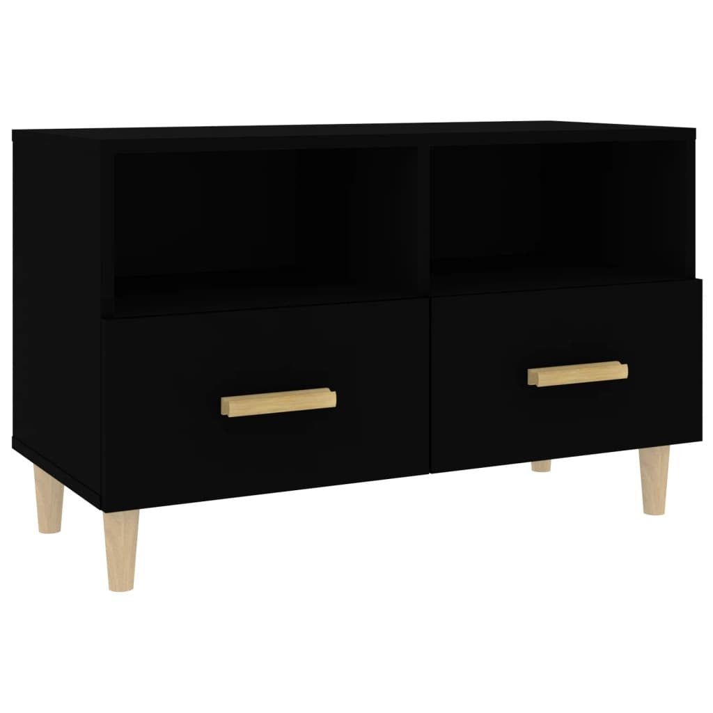 Mafett TV Cabinet | Sleek Black Engineered Wood Design (80 x 36 x 50 cm) for Stylish Entertainment Storage