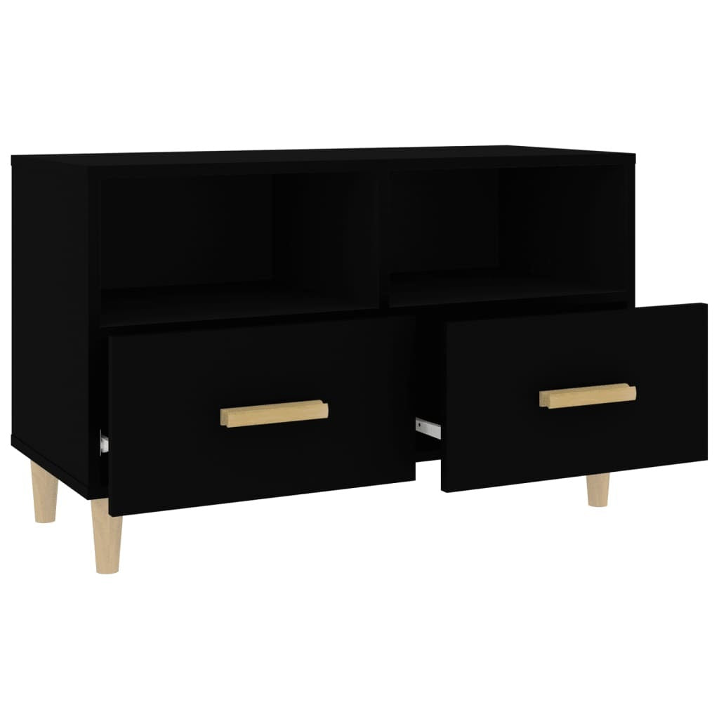 Mafett TV Cabinet | Sleek Black Engineered Wood Design (80 x 36 x 50 cm) for Stylish Entertainment Storage