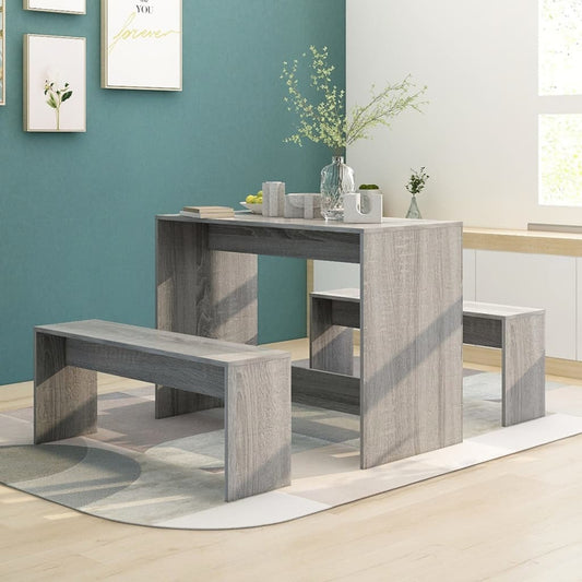 Mafett 3 Piece Dining Set Grey Sonoma Engineered Wood