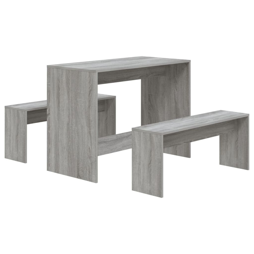 Mafett 3 Piece Dining Set Grey Sonoma Engineered Wood