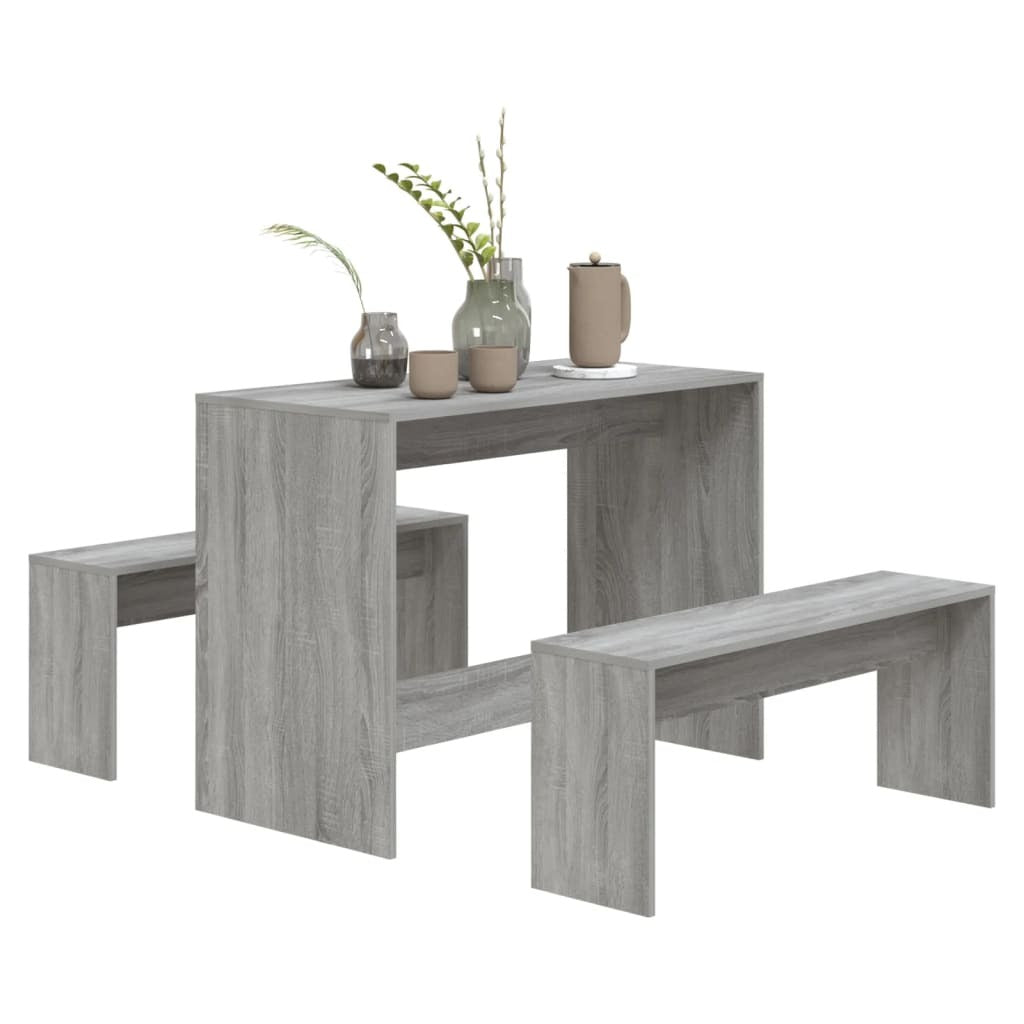 Mafett 3 Piece Dining Set Grey Sonoma Engineered Wood