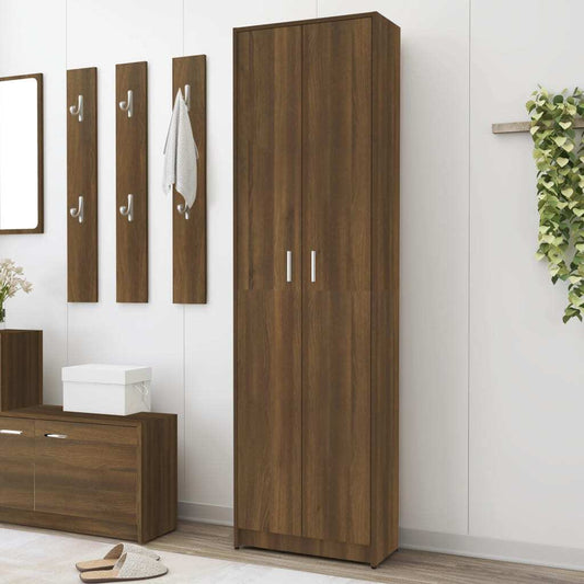 Mafett Hallway Wardrobe – Brown Oak Finish, 55x25x189 cm, Engineered Wood