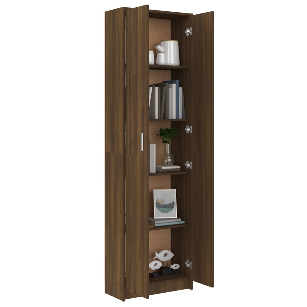 Mafett Hallway Wardrobe – Brown Oak Finish, 55x25x189 cm, Engineered Wood