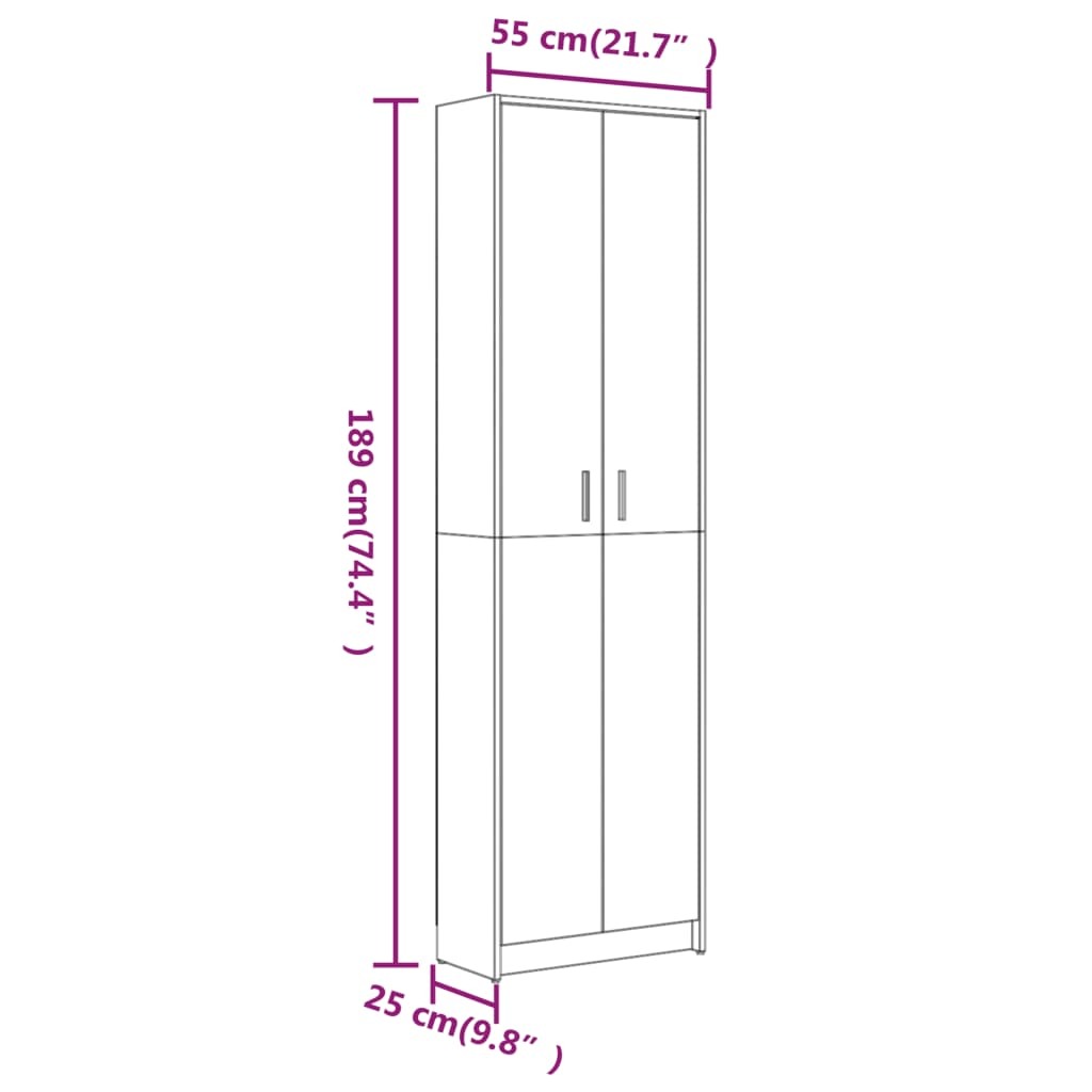 Mafett Hallway Wardrobe – Brown Oak Finish, 55x25x189 cm, Engineered Wood