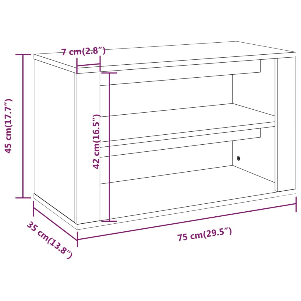 Mafett Shoe Rack Grey Sonoma 75x35x45 cm Engineered Wood