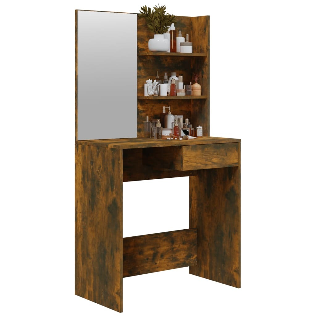 Modern Dressing Table with Mirror Smoked Oak by Mafett Collection 74.5x40x141 cm