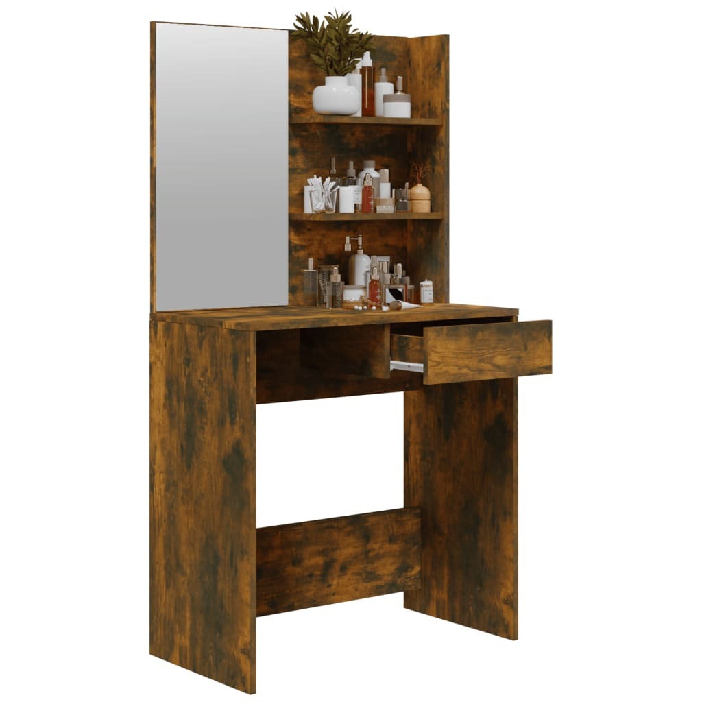 Modern Dressing Table with Mirror Smoked Oak by Mafett Collection 74.5x40x141 cm