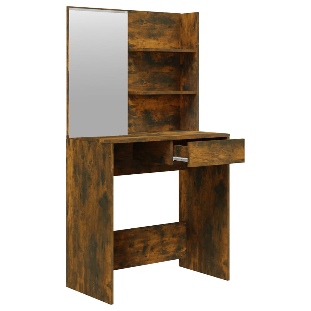 Modern Dressing Table with Mirror Smoked Oak by Mafett Collection 74.5x40x141 cm