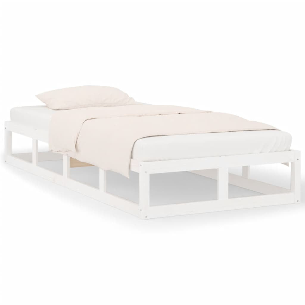 Mafett Bed Frame White 100x200 cm Solid Wood White