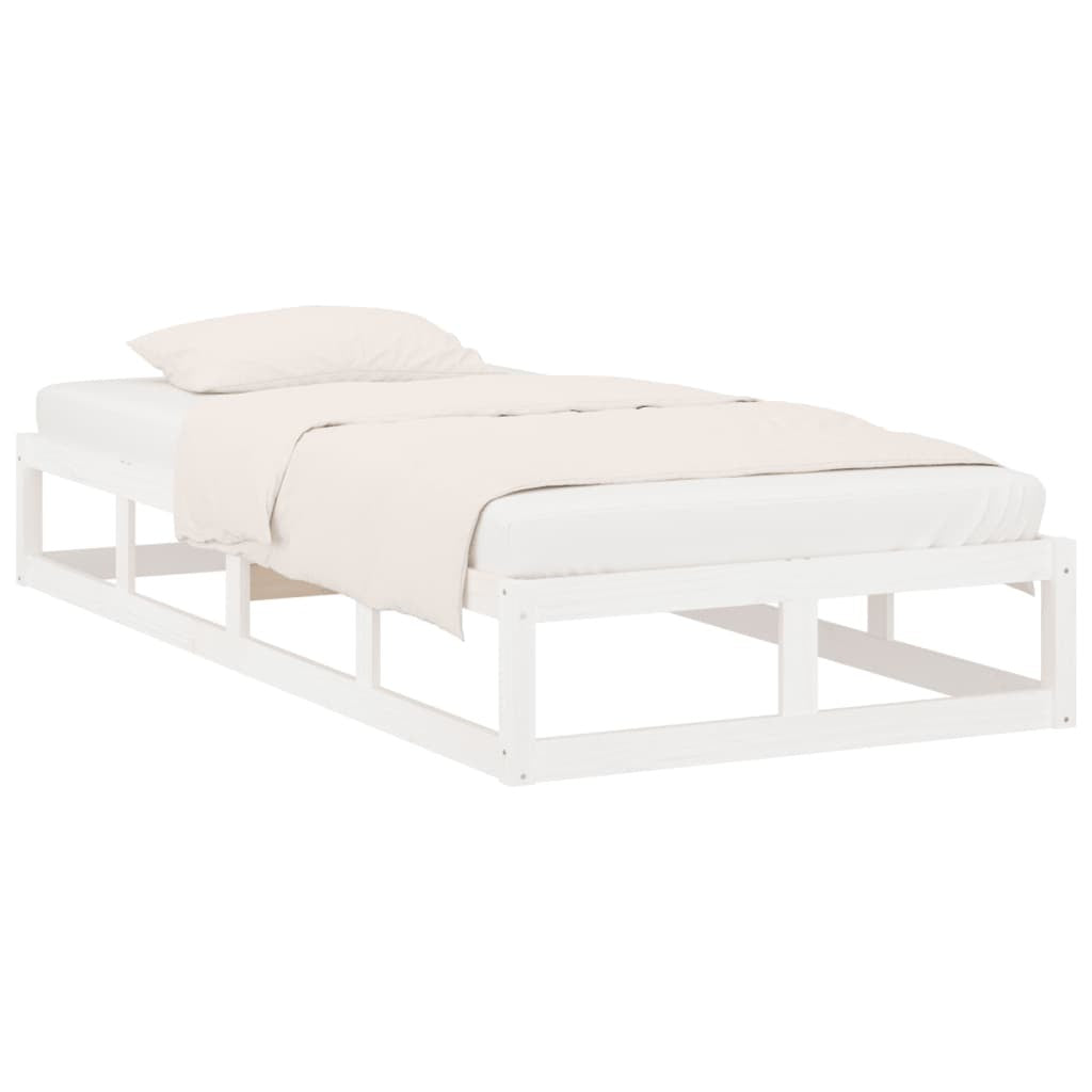 Mafett Bed Frame White 100x200 cm Solid Wood White