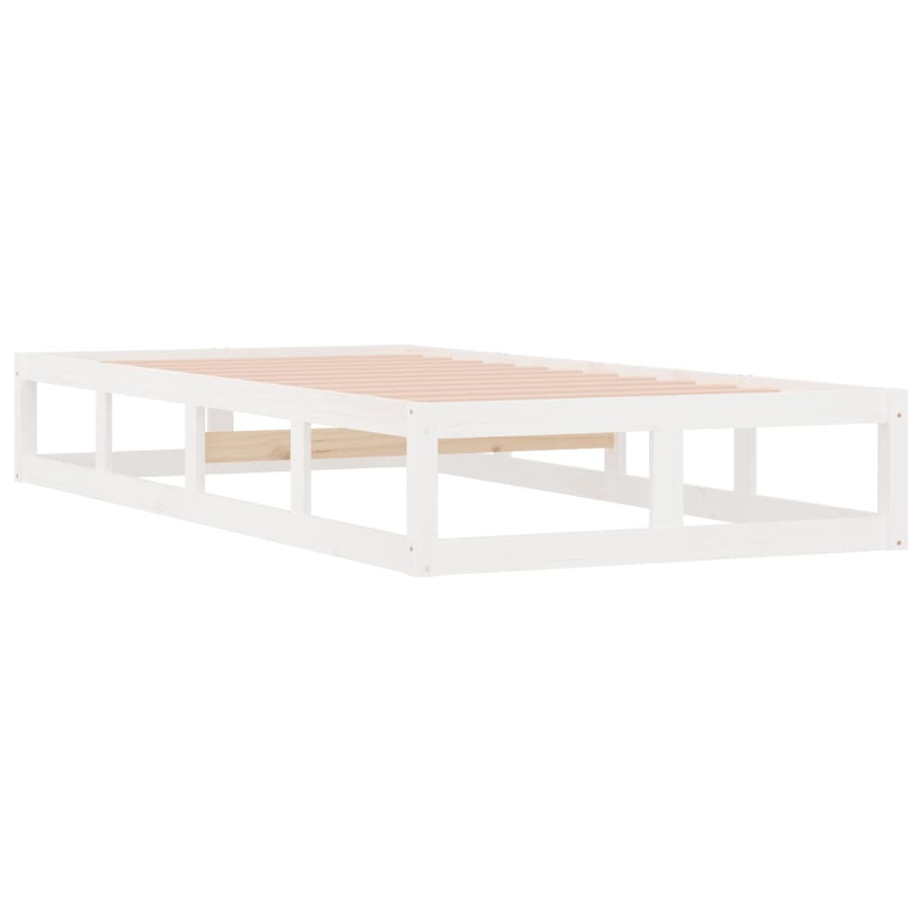 Mafett Bed Frame White 100x200 cm Solid Wood White