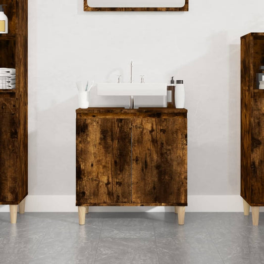 Mafett Sink Cabinet Smoked Oak 58x33x60 cm Engineered Wood