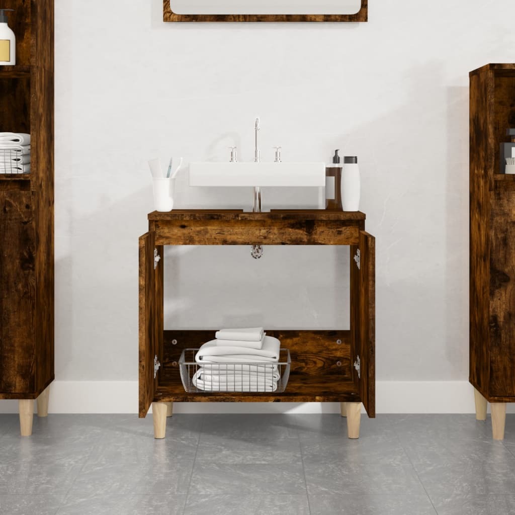 Mafett Sink Cabinet Smoked Oak 58x33x60 cm Engineered Wood