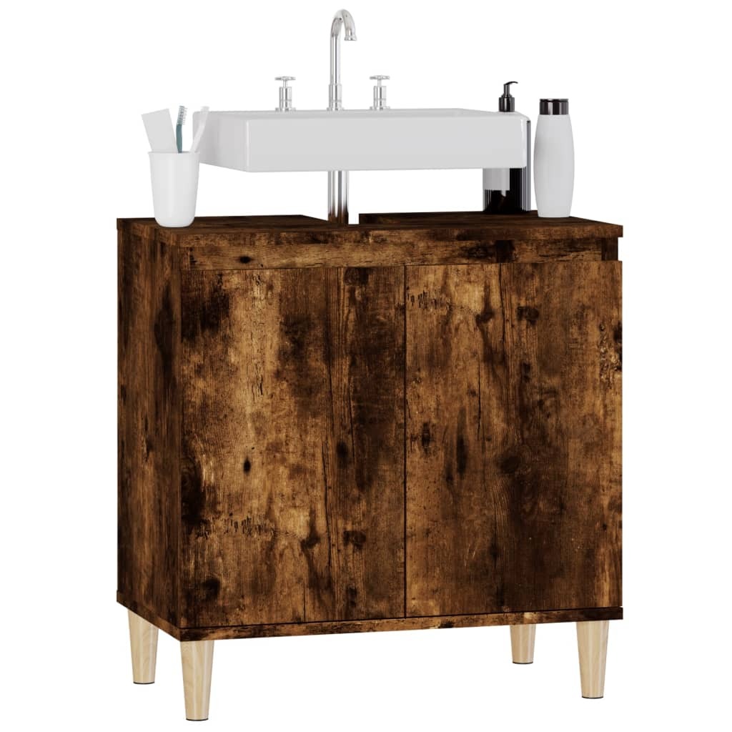 Mafett Sink Cabinet Smoked Oak 58x33x60 cm Engineered Wood