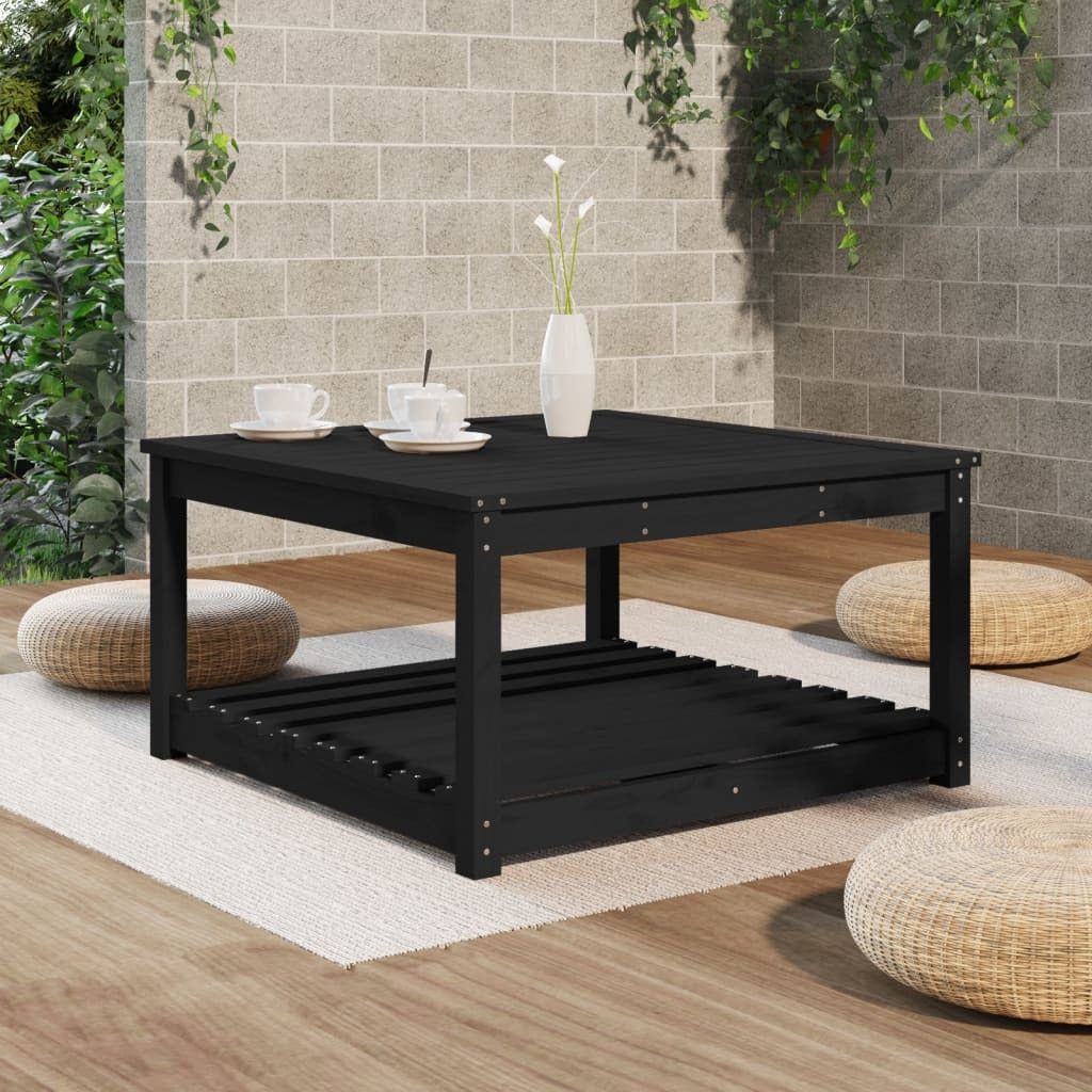 Garden Table in Classic Black, Crafted from Solid Pine Wood, Measuring 82.5x82.5x45 cm - Perfect for Creating Memorable Moments of Relaxation and Entertainment in Your Outdoor Space