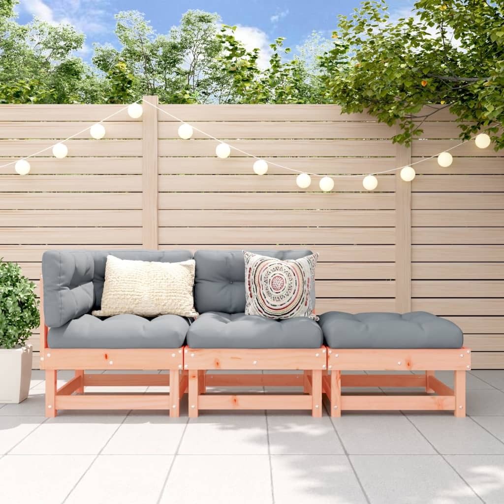 Douglas Wood 3 Piece Garden Lounge Set Solid, 1x Garden Corner Sofa, 1x Garden Middle Sofa, 1x Garden Footstool