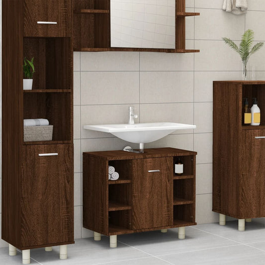 Mafett Bathroom Cabinet Brown Oak 60x32x53.5 cm Engineered Wood