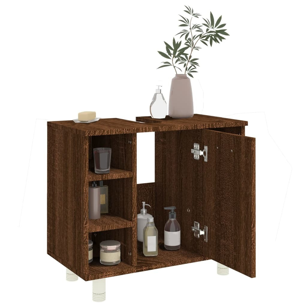 Mafett Bathroom Cabinet Brown Oak 60x32x53.5 cm Engineered Wood