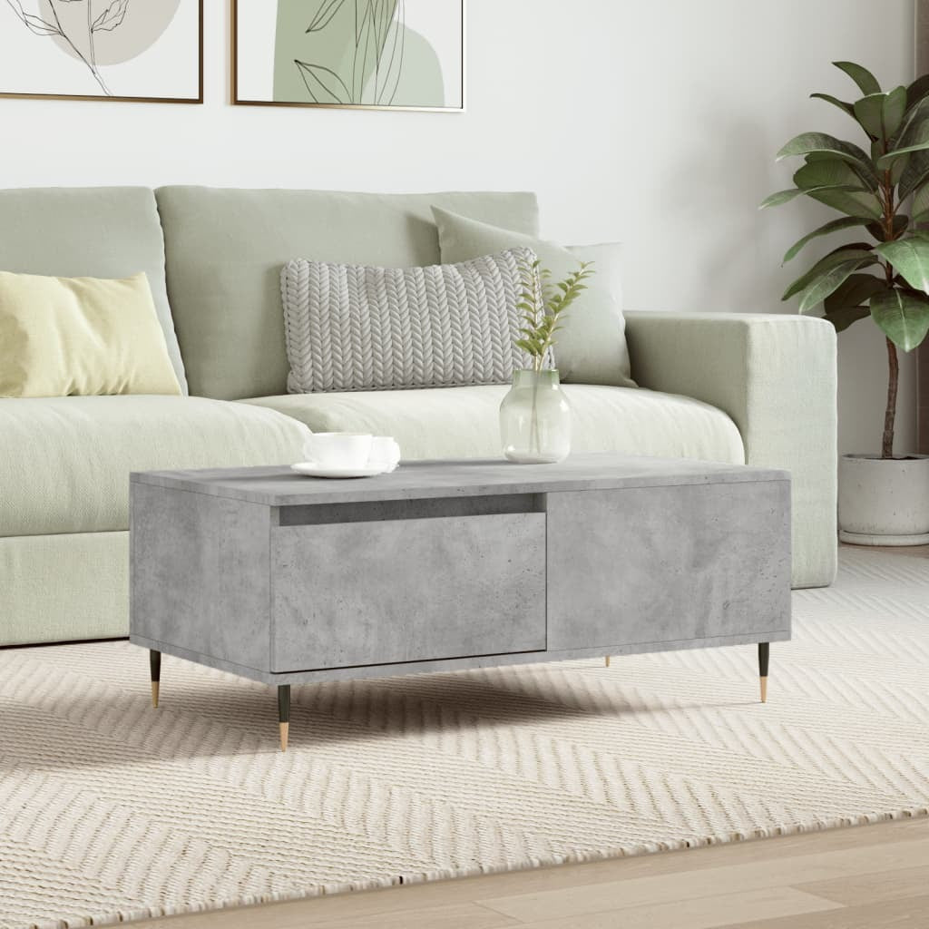 Mafett Concrete Grey Coffee Table | Sleek Engineered Wood Design (90x50x36.5 cm) for Modern Living Spaces