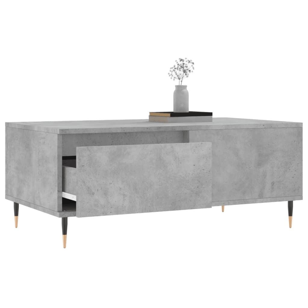 Mafett Concrete Grey Coffee Table | Sleek Engineered Wood Design (90x50x36.5 cm) for Modern Living Spaces