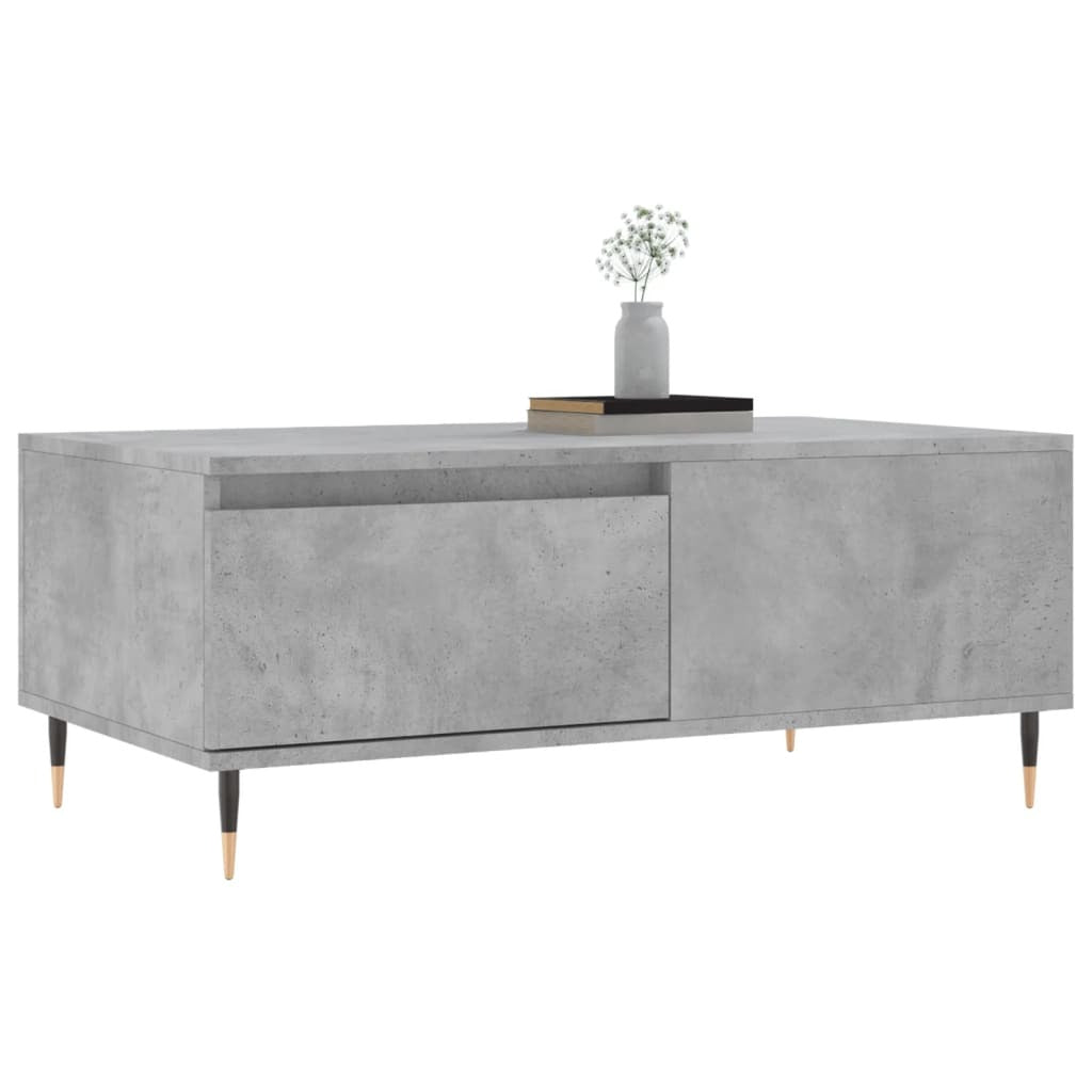 Mafett Concrete Grey Coffee Table | Sleek Engineered Wood Design (90x50x36.5 cm) for Modern Living Spaces