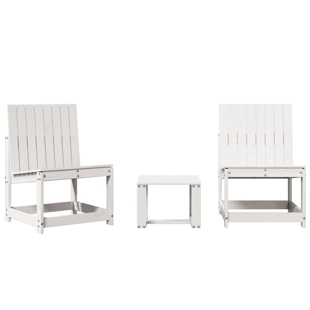 Mafett 3-Piece Garden Lounge Set | Stylish White Solid Pine Wood Design for Outdoor Relaxation by Mafett