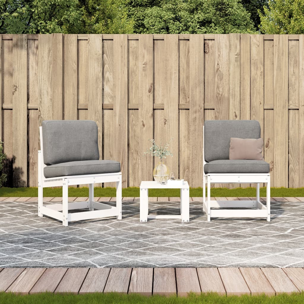 Mafett 3-Piece Garden Lounge Set | Stylish White Solid Pine Wood Design for Outdoor Relaxation by Mafett