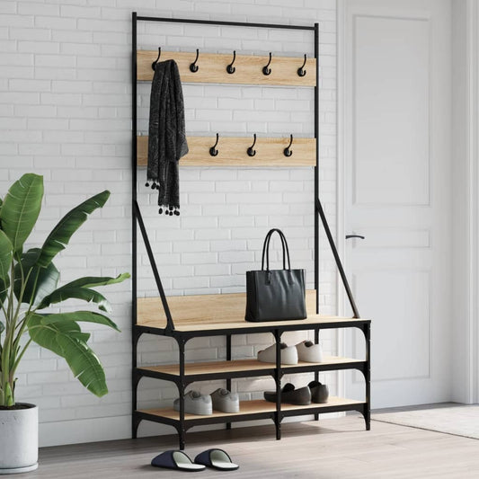 Mafett Clothes Rack with Shoe Storage Sonoma Oak 100x40x184 cm