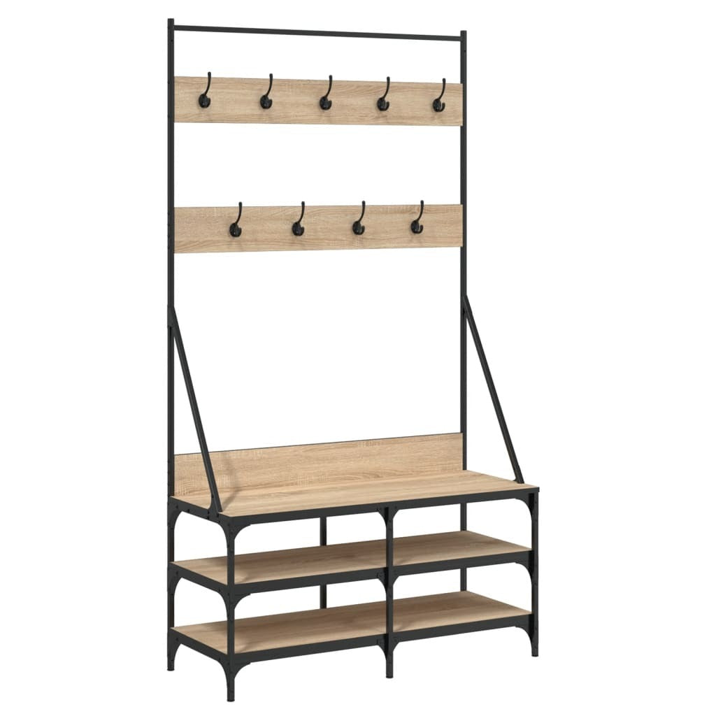 Mafett Clothes Rack with Shoe Storage Sonoma Oak 100x40x184 cm