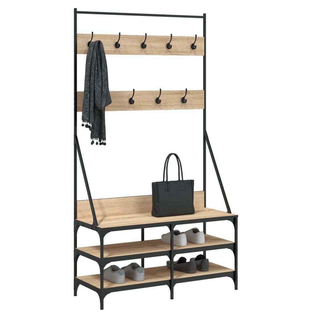 Mafett Clothes Rack with Shoe Storage Sonoma Oak 100x40x184 cm