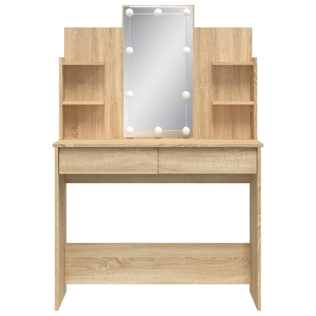 Mafett Dressing Table with LED Lights Sonoma Oak 96x40x142 cm