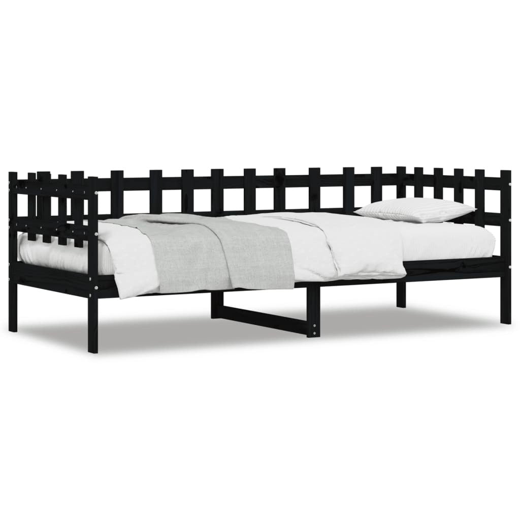 Day Bed Black 80x200 cm Solid Wood Pine