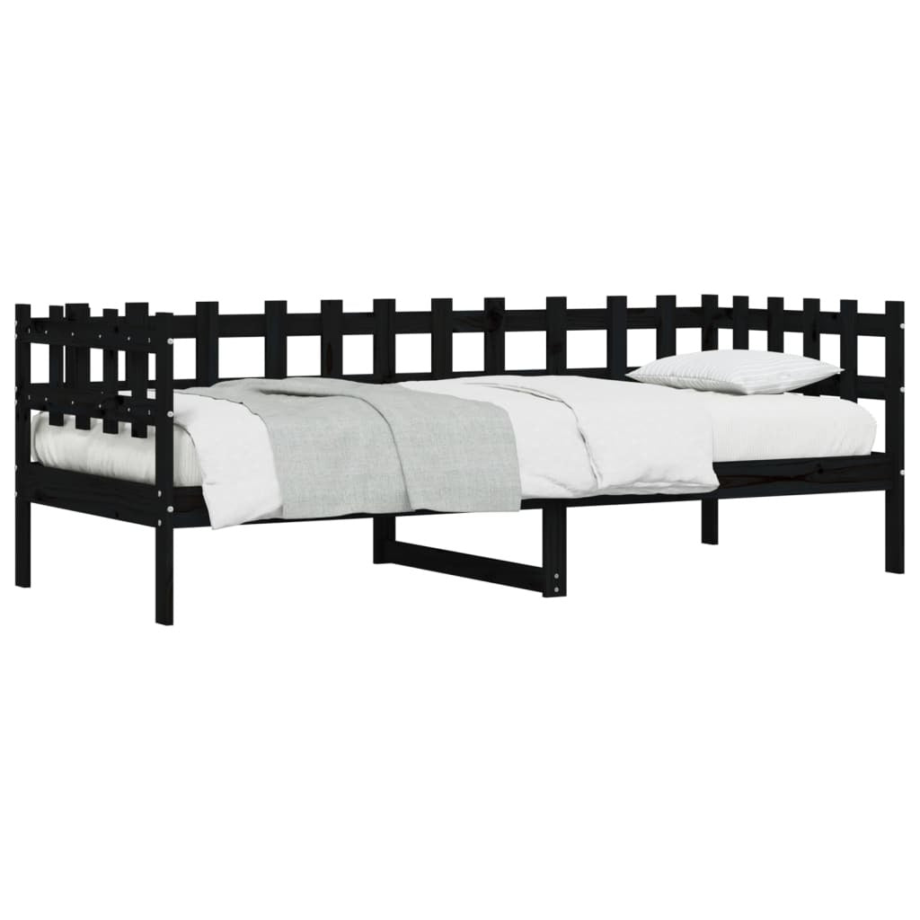 Day Bed Black 80x200 cm Solid Wood Pine