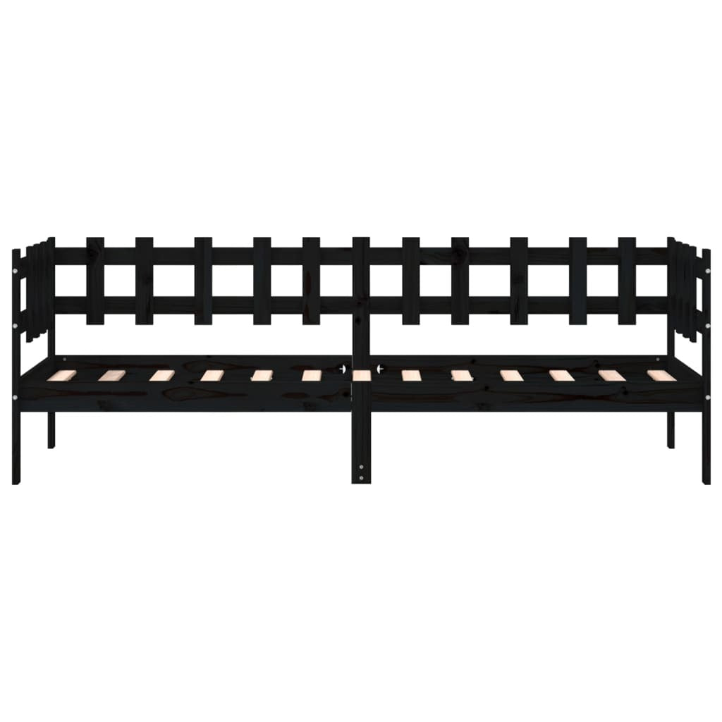 Day Bed Black 80x200 cm Solid Wood Pine