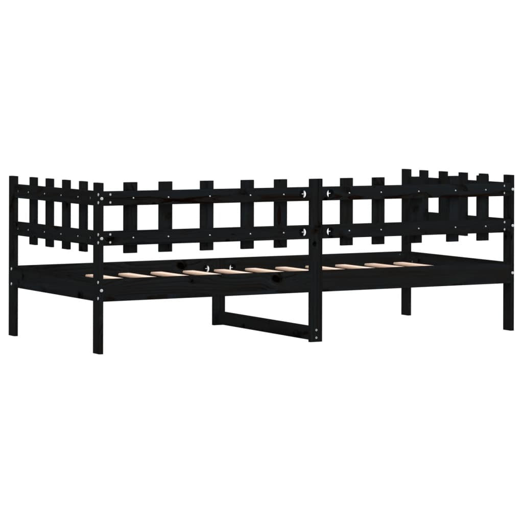 Day Bed Black 80x200 cm Solid Wood Pine