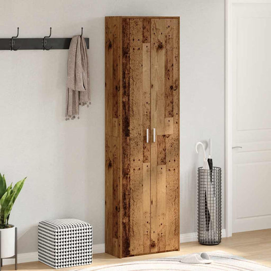 Mafett Hallway Wardrobe – Rustic Old Wood Finish, 55x25x189 cm, Premium Engineered Wood