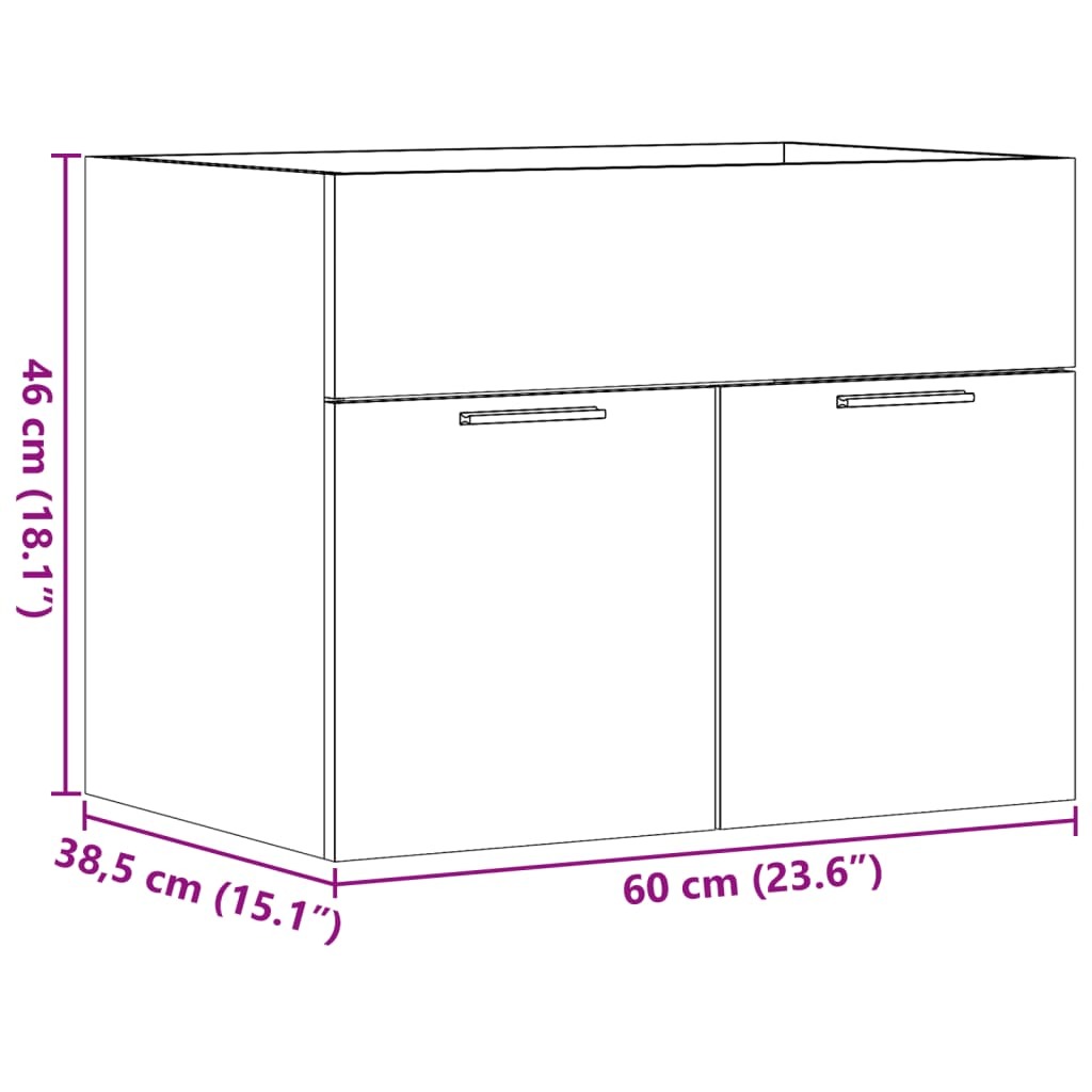 Mafett Sink Cabinet Sonoma Oak 60x38.5x46 cm Engineered Wood