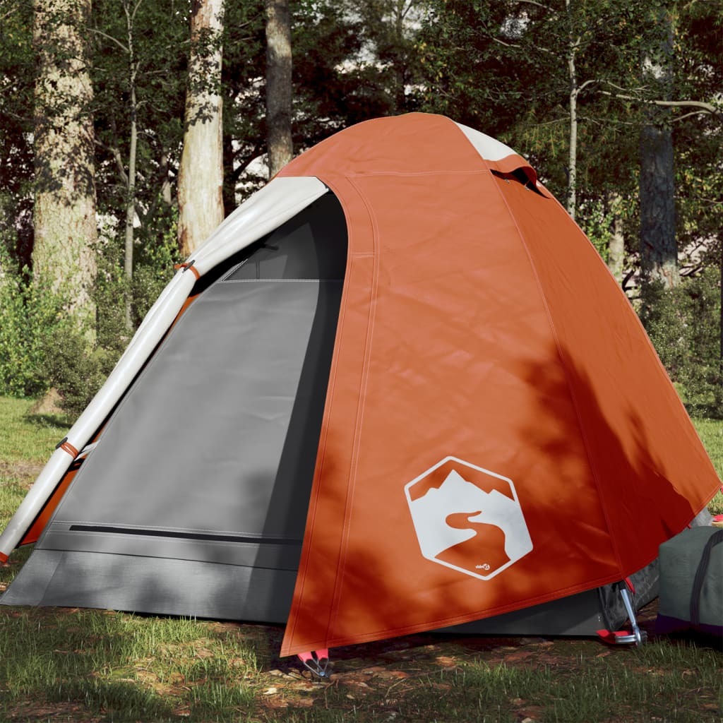 Camping Tent 2 Persons Grey&Orange 254x135x112 cm 185T Taffeta