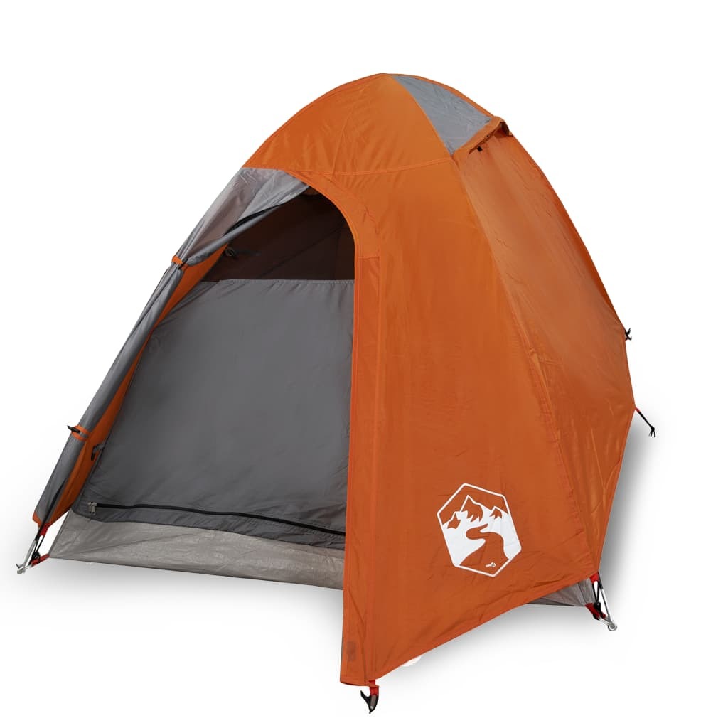 Camping Tent 2 Persons Grey&Orange 254x135x112 cm 185T Taffeta