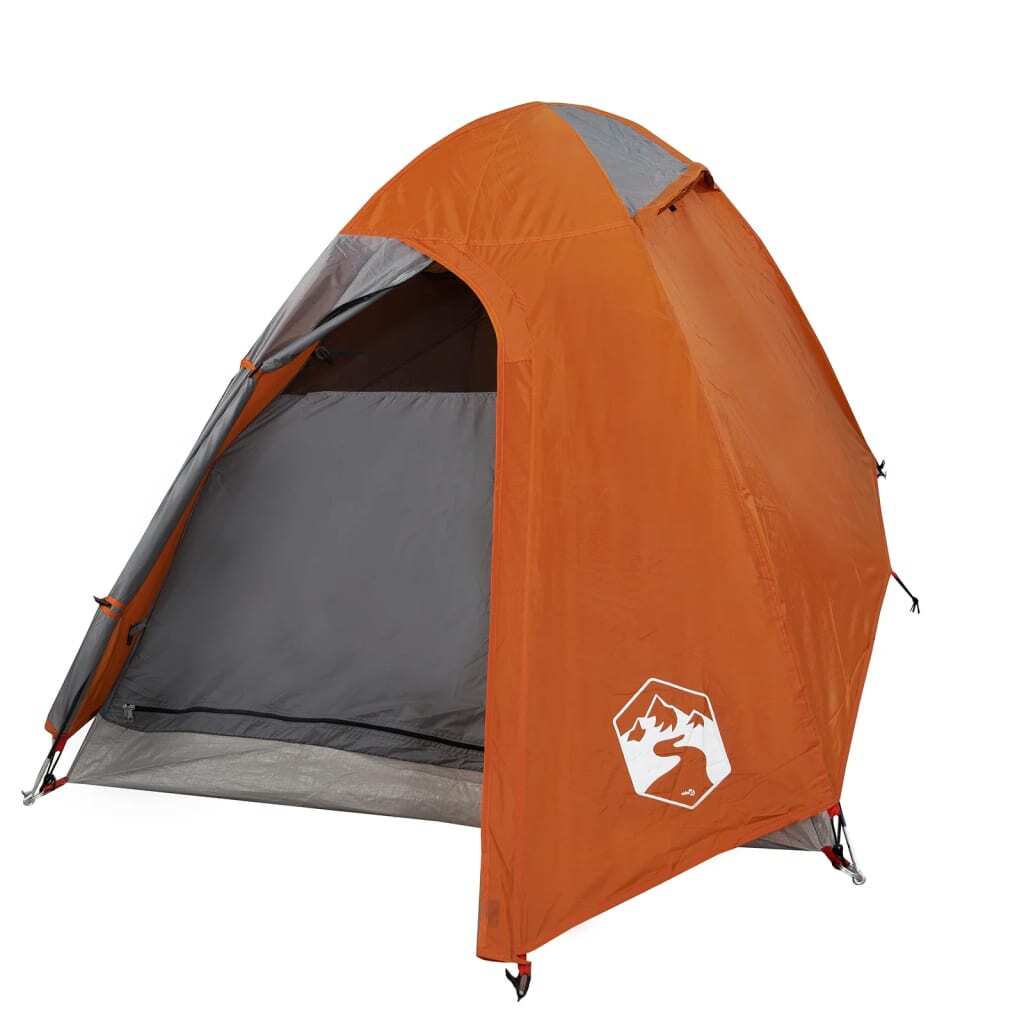 Camping Tent 2 Persons Grey&Orange 254x135x112 cm 185T Taffeta