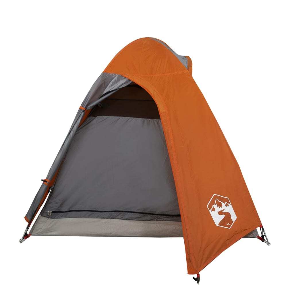 Camping Tent 2 Persons Grey&Orange 254x135x112 cm 185T Taffeta