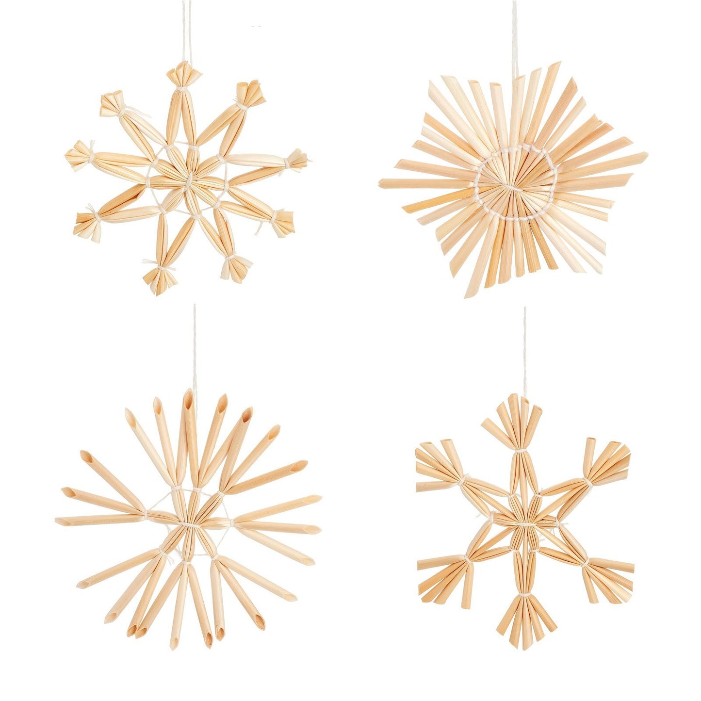 Straw Snowflake Hanging Decoration- Set of 4 by Mafett