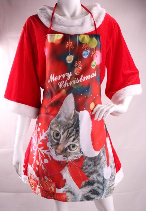 Festive Christmas Cat Design Apron | Holiday Costume Kitchen Wear