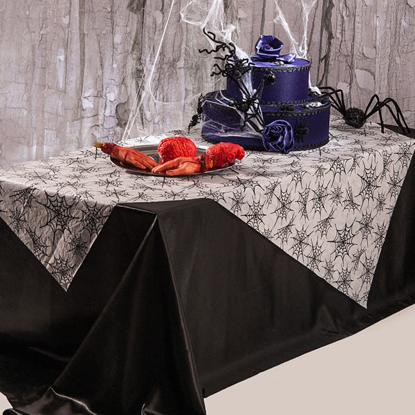 Halloween Table Cover with Spider Web Design – Perfect for Spooky Parties and Decor