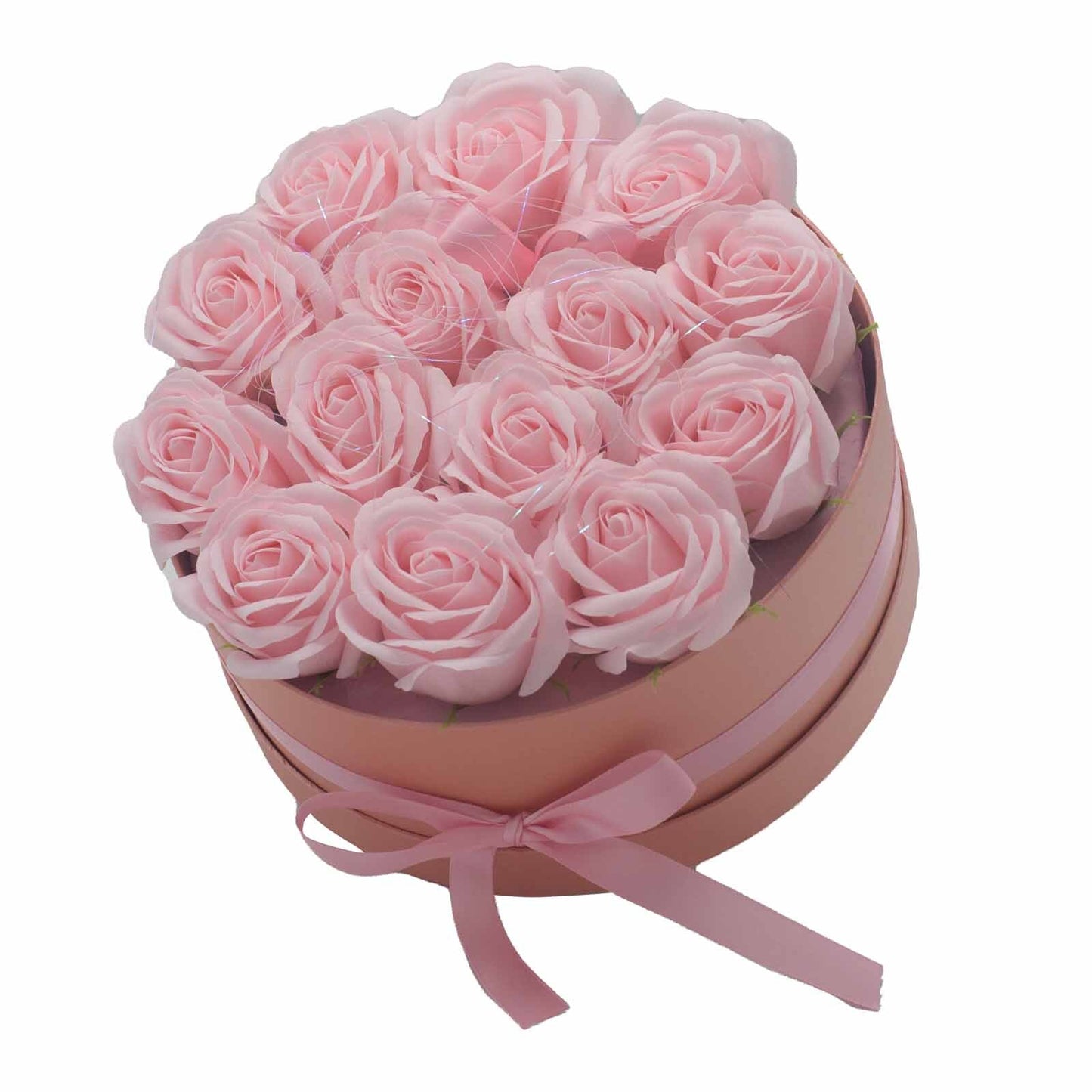 Mafett Soap Flower Gift Bouquet | 14 Elegant Pink Roses in a Round Arrangement