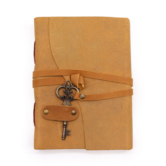 Mafett Oiled Tan Leather Journal with Key | 200 Pages, 13x18 cm | Single Piece Per Case