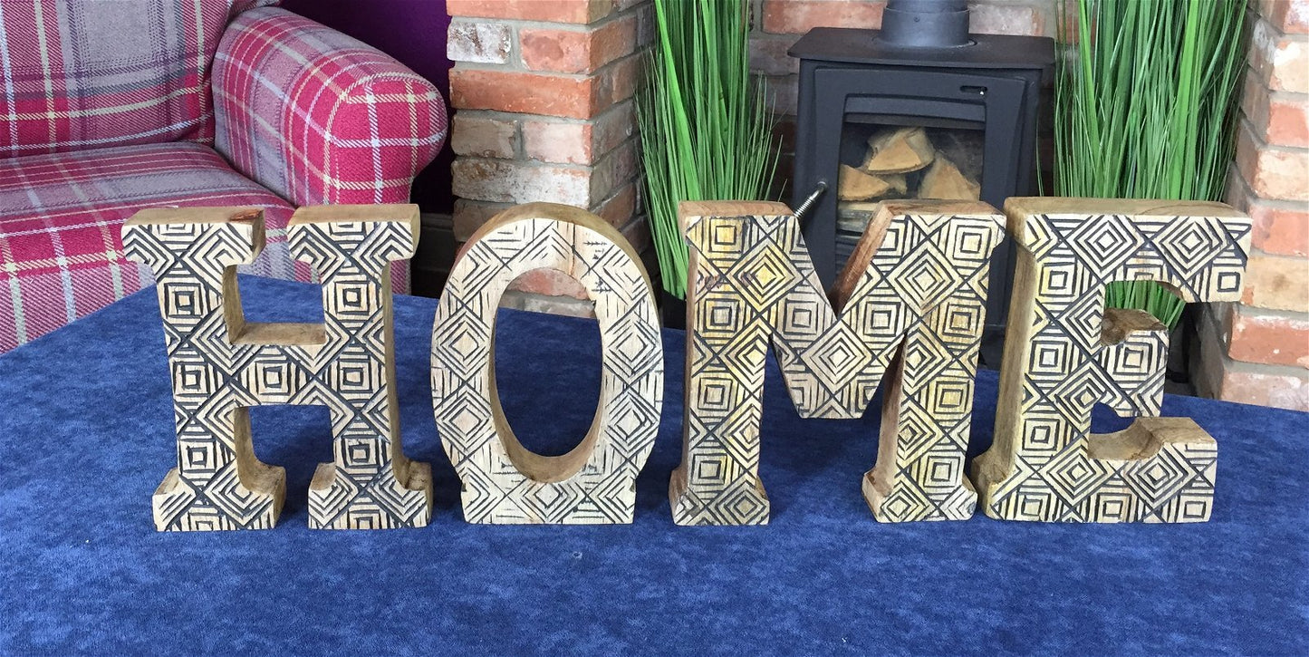 Mafett Hand Carved Wooden Geometric Letters Home