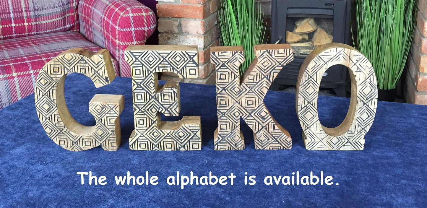 Mafett Hand Carved Wooden Geometric Letters Home