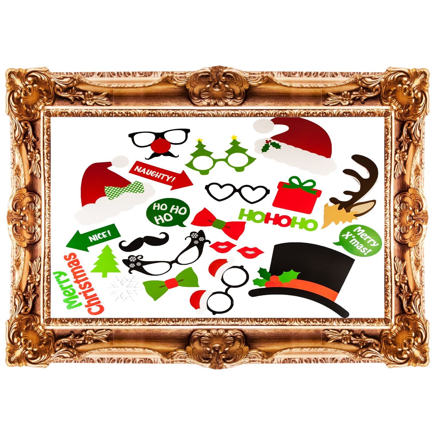 Mafett 25pc Christmas Novelty Photo booth Selfie Frame & Props Photobooth