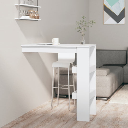 Sleek White Wall-Mounted Bar Table in Engineered Wood